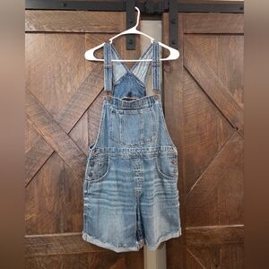 American Eagle Outfitters Blue Denim Short Overalls